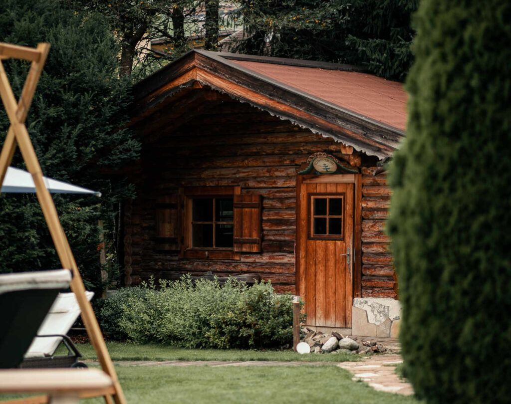 Blockhaus Sauna im Garten vom Sendlhofer's